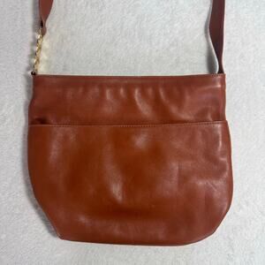 Paloma Picasso Vintage Tan/Brown Leather Bucket Shoulder Bag - Made in Italy